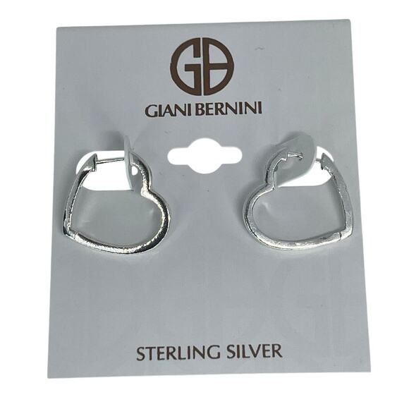 Sterling Silver Heart Hoop Earrings Chic Trendy Fashion Stylish Minimal NWT - Picture 6 of 12
